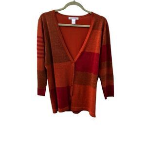 August Silk Cardigan Orange with Gold Size Large (L)